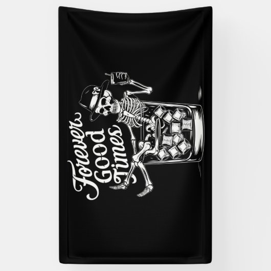 Voor altijd goede tijd grappige halloween schedel spandoek (Verticaal)