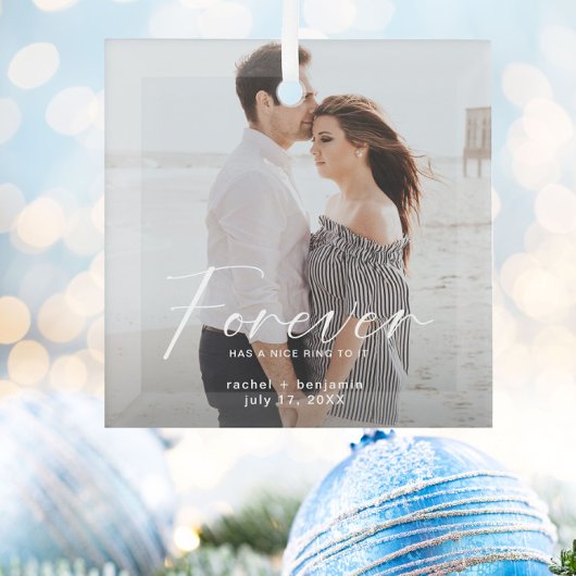 Voor altijd heeft een mooie klank Foto Verlovingsr Glas Ornament