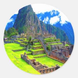 Voor altijd herinnering aan schoonheid machu picch ronde sticker