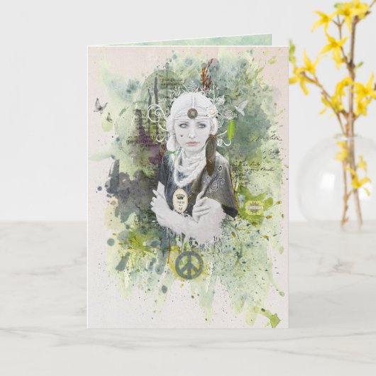 Voor altijd het Wenskaart van de Vrede Kaart (Gele Bloem)