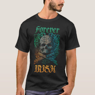 Voor altijd Ierse Keltische knoop stijl schedel T-shirt