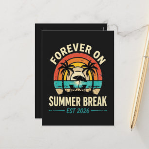 Voor altijd in de zomervakantie vintage zonsonderg feestdagenkaart