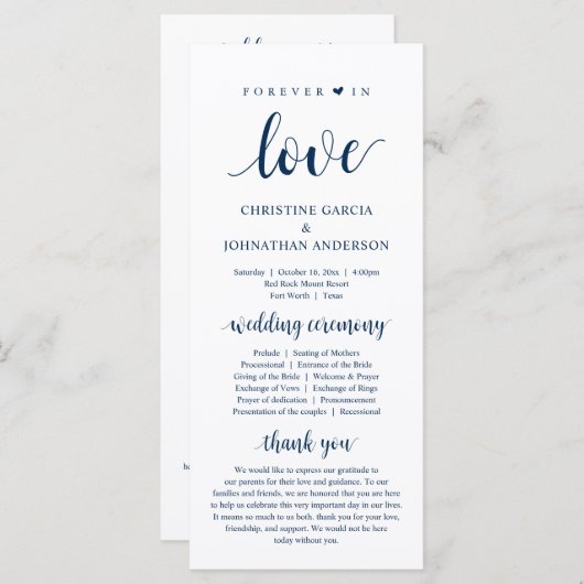 Voor altijd in liefde, Modern Wedding Ceremonie, N Programmakaart (Voorkant / Achterkant)