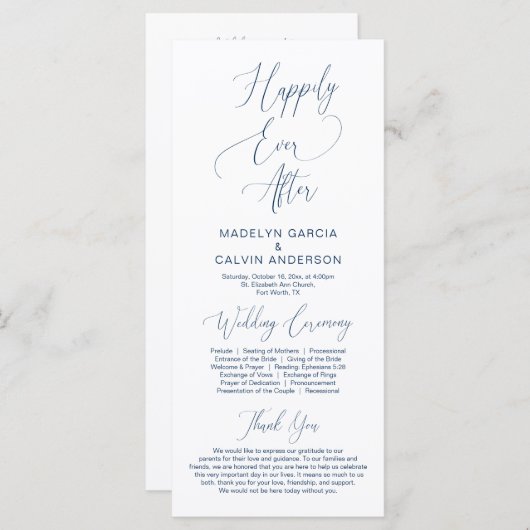 Voor altijd in liefde, moderne huwelijksceremonie  programmakaart (Voorkant / Achterkant)