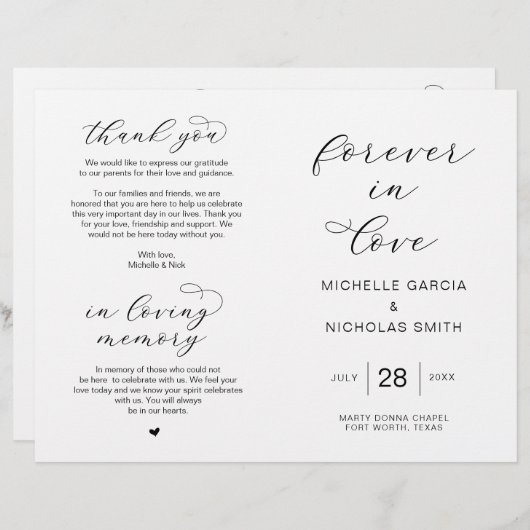 Voor altijd in liefde, vouwbare weduwprogramma's (Voorkant / Achterkant)