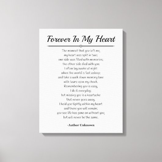 Voor altijd in mijn hart canvas afdruk (Voorkant)