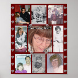 Voor altijd in mijn hart foto-collage harten rood poster