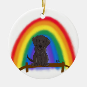 Voor altijd in mijn hartversiering (zwart lab) keramisch ornament