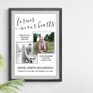 Voor altijd in ons hart Aangepaste foto Memorial V Poster