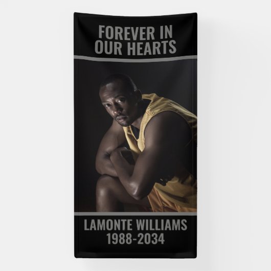 Voor altijd in ons hart, aangepaste fotograaf, geb spandoek (Verticaal)