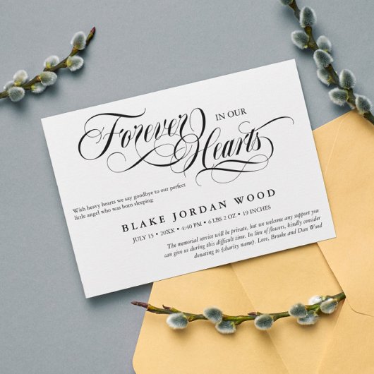 Voor altijd in ons hart Baby Memorial Aankondiging