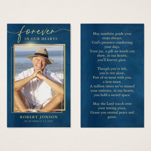 Voor altijd in ons hart begrafenis foto gebed visitekaartje (Voorkant /achterkant)