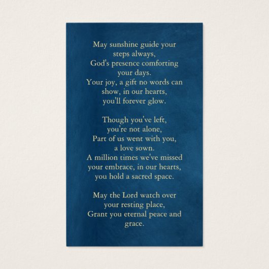 Voor altijd in ons hart begrafenis foto gebed visitekaartje (Achterkant)