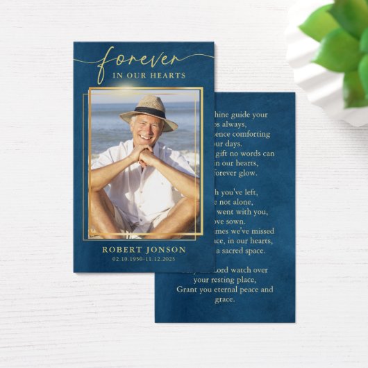 Voor altijd in ons hart begrafenis foto gebed visitekaartje (Bureau)