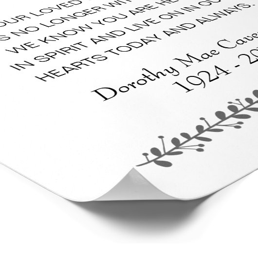 Voor altijd in ons hart begrafenis gedenkteken poster (Hoek)