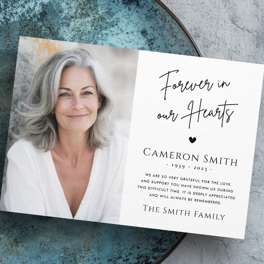 Voor altijd in ons hart begrafenis sympathie dank  bedankkaart