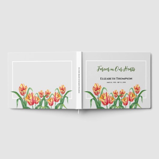 Voor altijd in ons hart begrafenis Waterverf tulpe Gastenboek (Volledig)