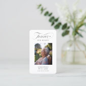 "Voor altijd in ons hart" begrafenisfotogebed Visitekaartje (Staand voorkant)