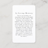 "Voor altijd in ons hart" begrafenisfotogebed Visitekaartje (Achterkant)