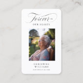"Voor altijd in ons hart" begrafenisfotogebed Visitekaartje (Voorkant)