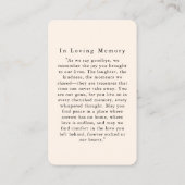 "Voor altijd in ons hart", begrafenisgebed Visitekaartje (Achterkant)