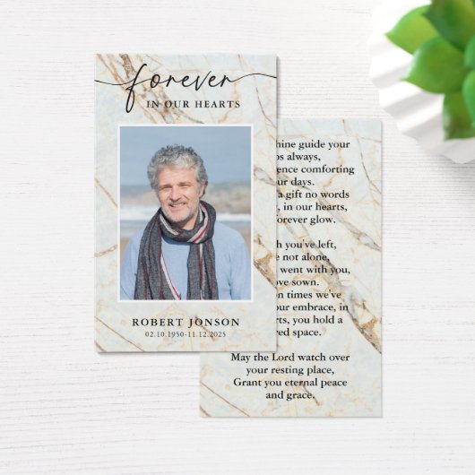 Voor altijd in ons hart: begrafenisgebed visitekaartje (Bureau)