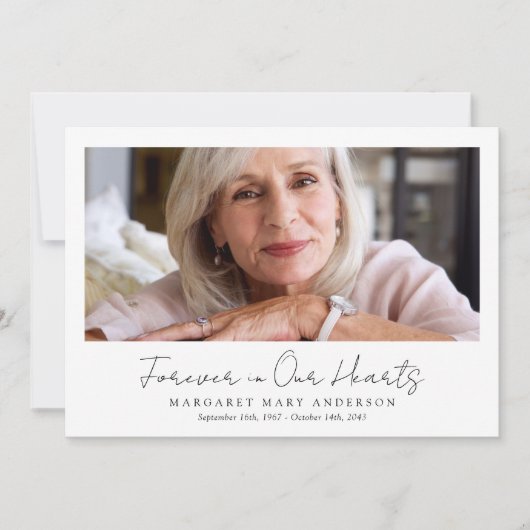 Voor altijd in ons hart begrafenismonument bedankkaart (Voorkant)