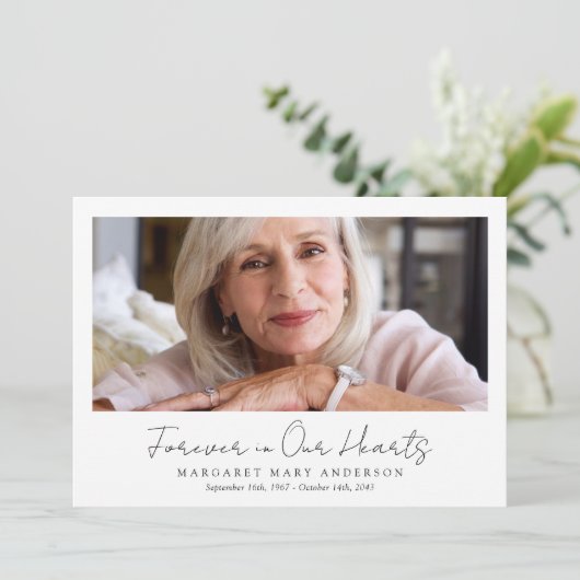 Voor altijd in ons hart begrafenismonument bedankkaart (Staand voorkant)