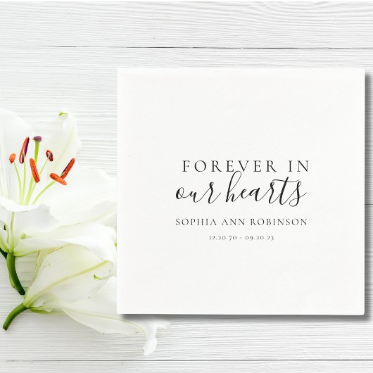 Voor altijd in ons hart begrafenismonument servet