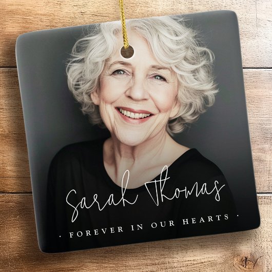 Voor altijd in ons hart begrafenismonument zwart keramisch ornament