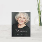 Voor altijd in ons hart casual script begrafenisfo bedankkaart (Voorkant)