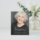 Voor altijd in ons hart casual script begrafenisfo bedankkaart (Staand voorkant)