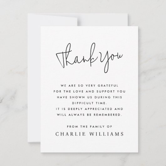 Voor altijd in ons hart casual script begrafenisfo bedankkaart (Achterkant)