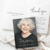 Voor altijd in ons hart casual script begrafenisfo bedankkaart