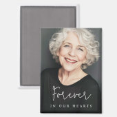 Voor altijd in ons hart casual script memorial fot magneet (Voorkant / Achterkant)