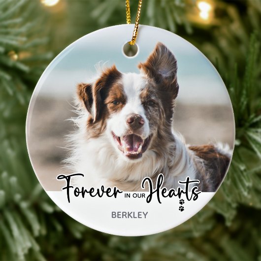 Voor altijd in ons hart - Dog Foto Pet Memorial Keramisch Ornament