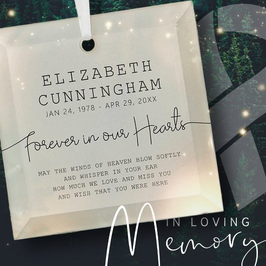 Voor altijd in ons hart Eenvoudig modern citaat Glas Ornament