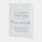 Voor altijd in ons hart Eenvoudig modern citaat Glas Ornament (Voorkant links)