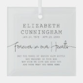 Voor altijd in ons hart Eenvoudig modern citaat Glas Ornament (Voorkant)