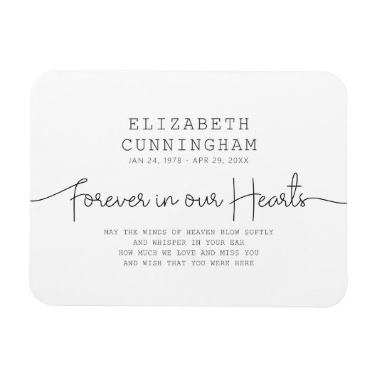 Voor altijd in ons hart Eenvoudig modern citaat Magneet (Horizontaal)