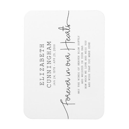 Voor altijd in ons hart Eenvoudig modern citaat Magneet (Verticaal)