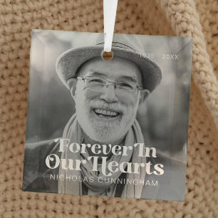 Voor altijd in ons hart Elegant Foto Memorial Glas Ornament