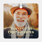 Voor altijd in ons hart Elegant Foto Memorial Metalen Ornament (Voorkant)