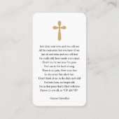 Voor altijd in ons hart Eucalyptus Gebed Kaart Visitekaartje (Achterkant)