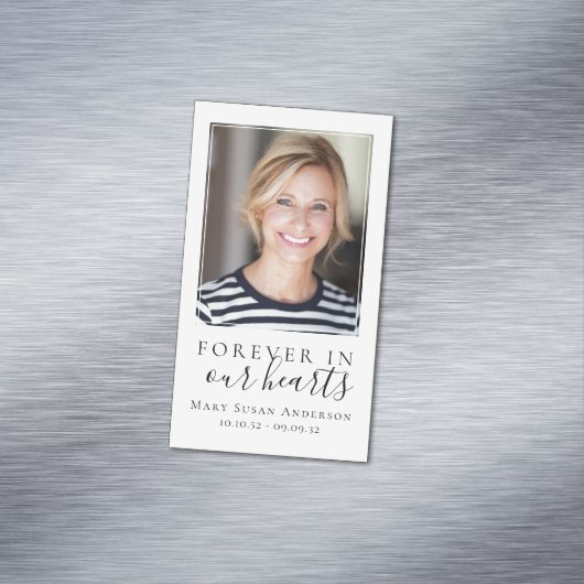 Voor altijd in ons hart Favor Tribution Magnetisch Visitekaartje (Voorbeeld)