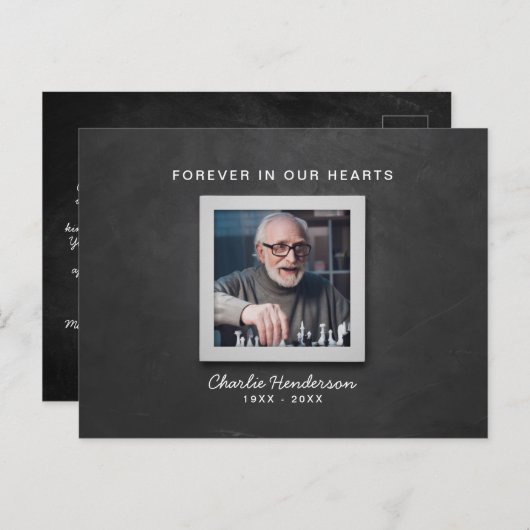 Voor altijd in ons hart Foto begrafenis Dank u Briefkaart (Voorkant / Achterkant)