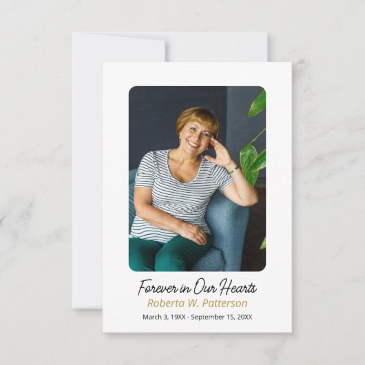 Voor altijd in ons hart Foto Begrafenis Dank u kaa Kaart (Voorkant)