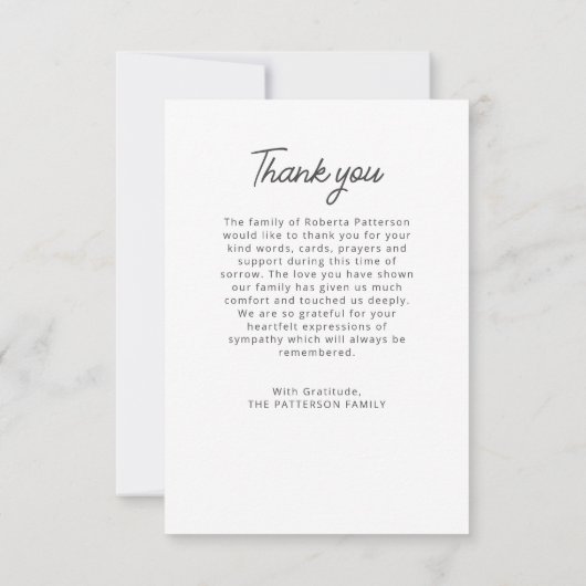 Voor altijd in ons hart Foto Begrafenis Dank u kaa Kaart (Achterkant)