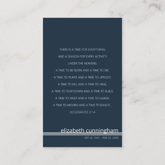 Voor altijd in ons hart Foto Funeral Memorial Card Visitekaartje (Achterkant)