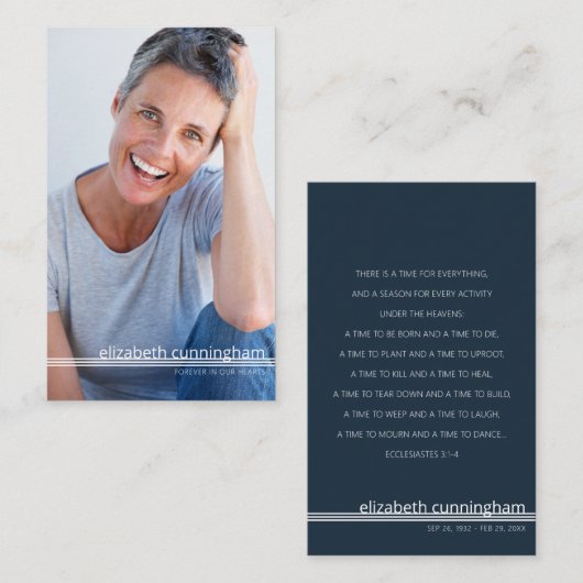 Voor altijd in ons hart Foto Funeral Memorial Card Visitekaartje (Voorkant / Achterkant)